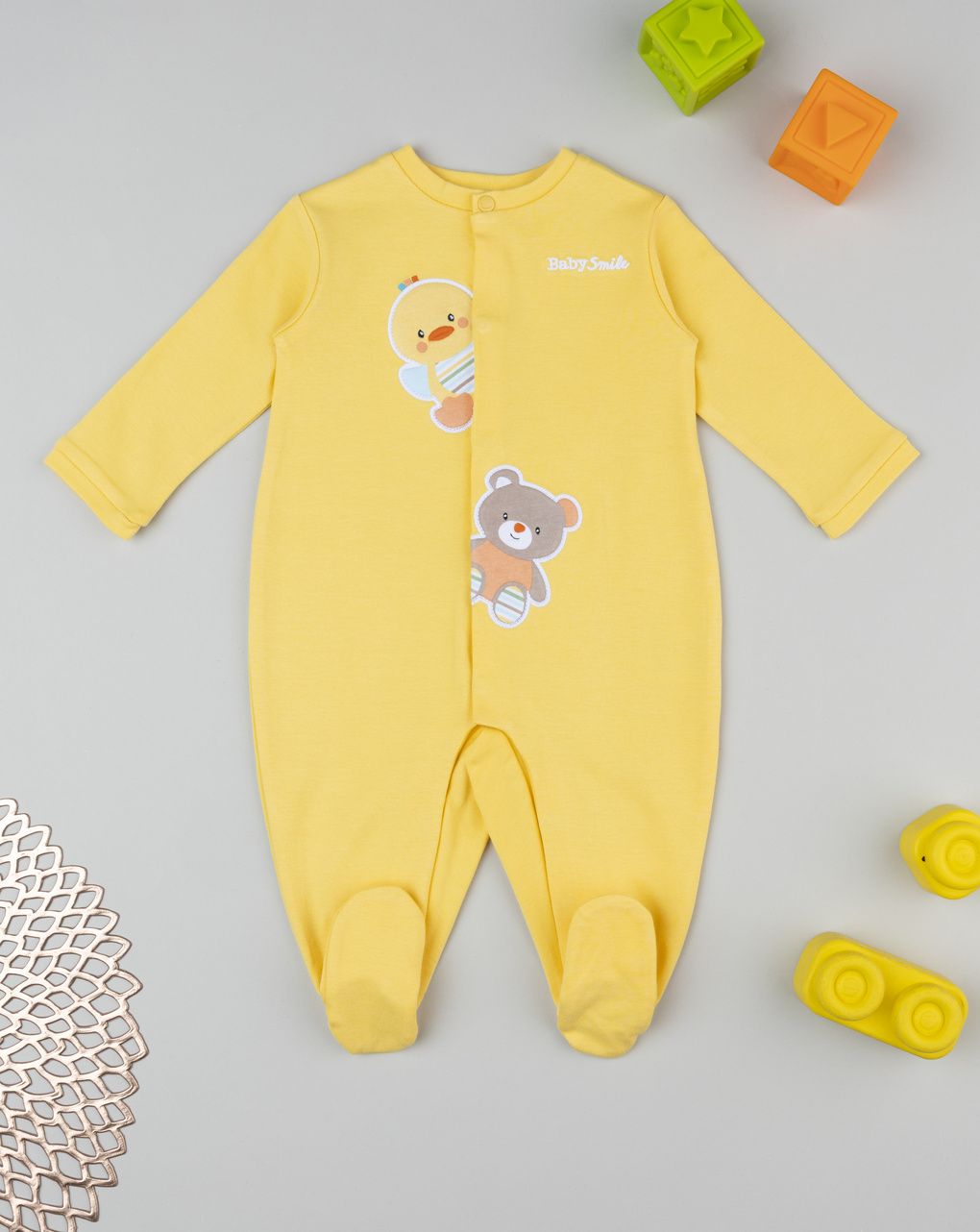 βρεφικό φορμάκι κίτρινο baby smile unisex