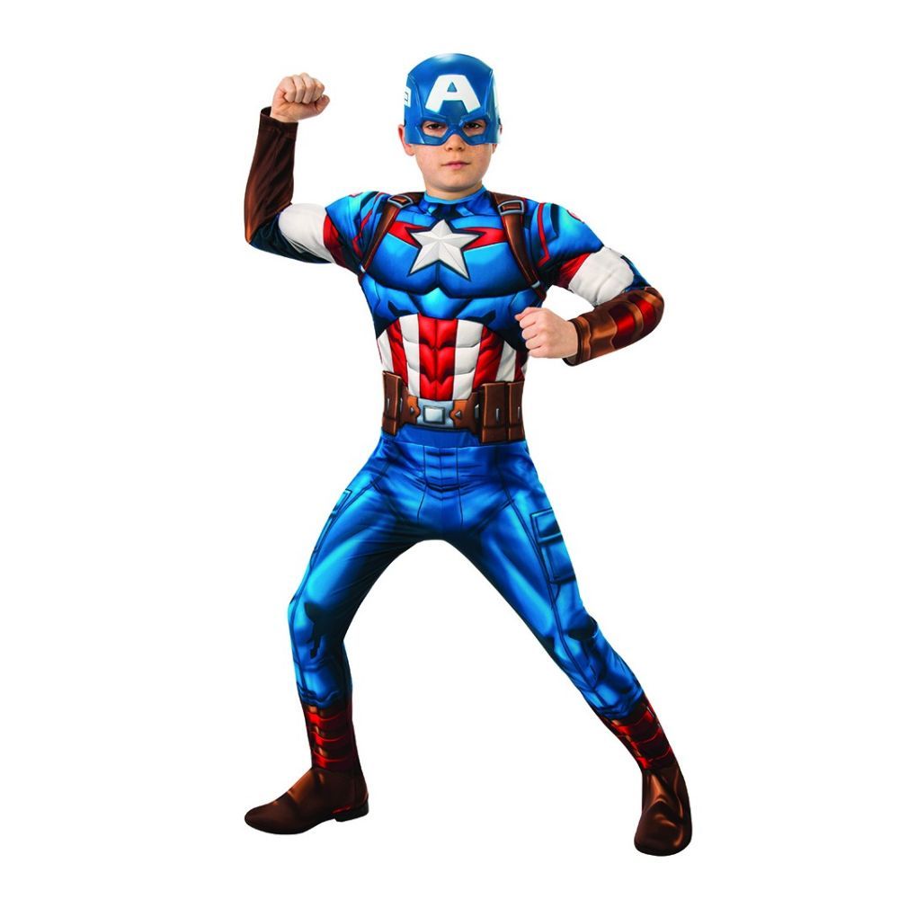 Rubie's αποκριάτικη παιδική στολή captain america deluxe large 7-8 ετών 301004l