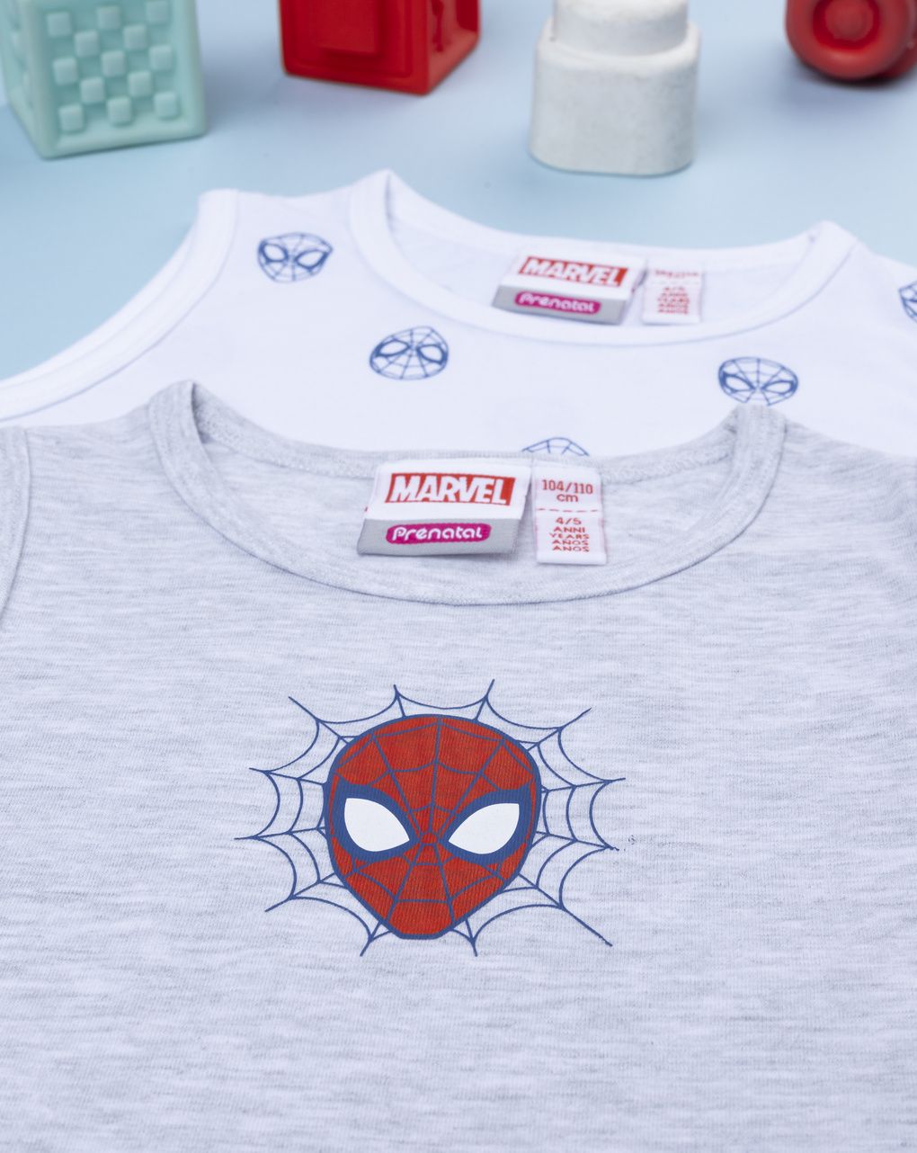 παιδικά φανελάκια γκρι/λευκό spiderman για αγόρι - Prénatal