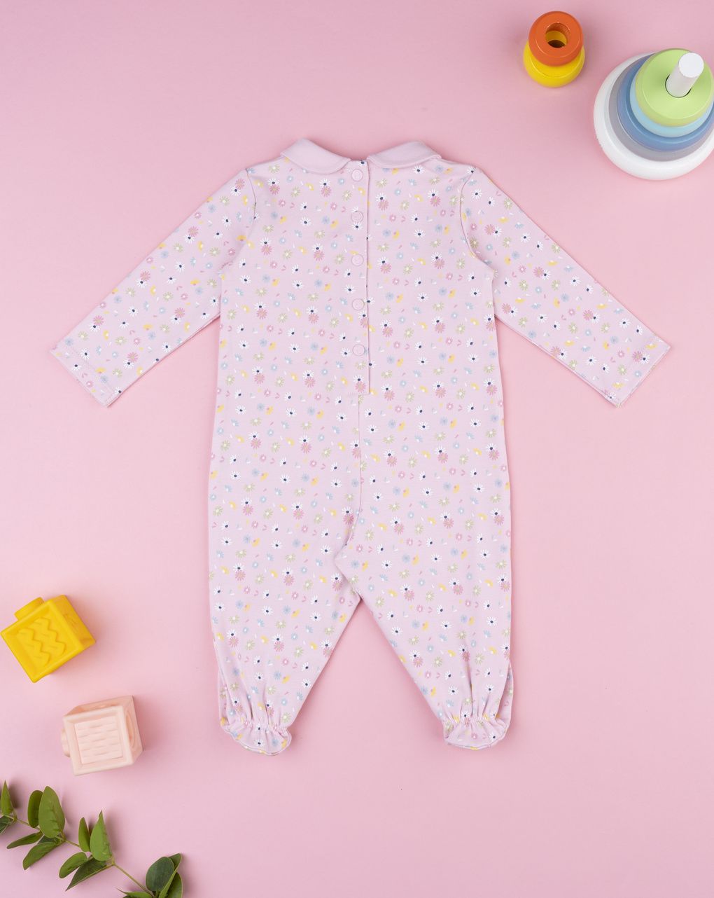 βρεφικό φορμάκι ροζ φλοράλ baby smile για κορίτσι - Prénatal