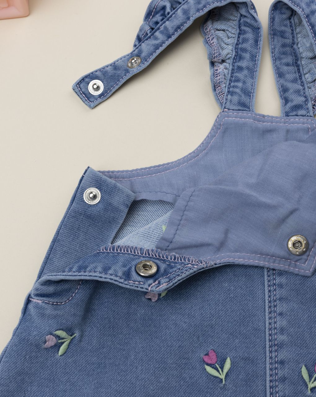 βρεφικό τζιν φόρεμα σαλοπέτα φλοράλ για κορίτσι - Prénatal