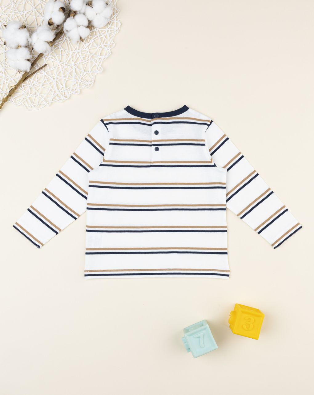 βρεφική μπλούζα λευκή ριγέ για αγόρι - Prénatal