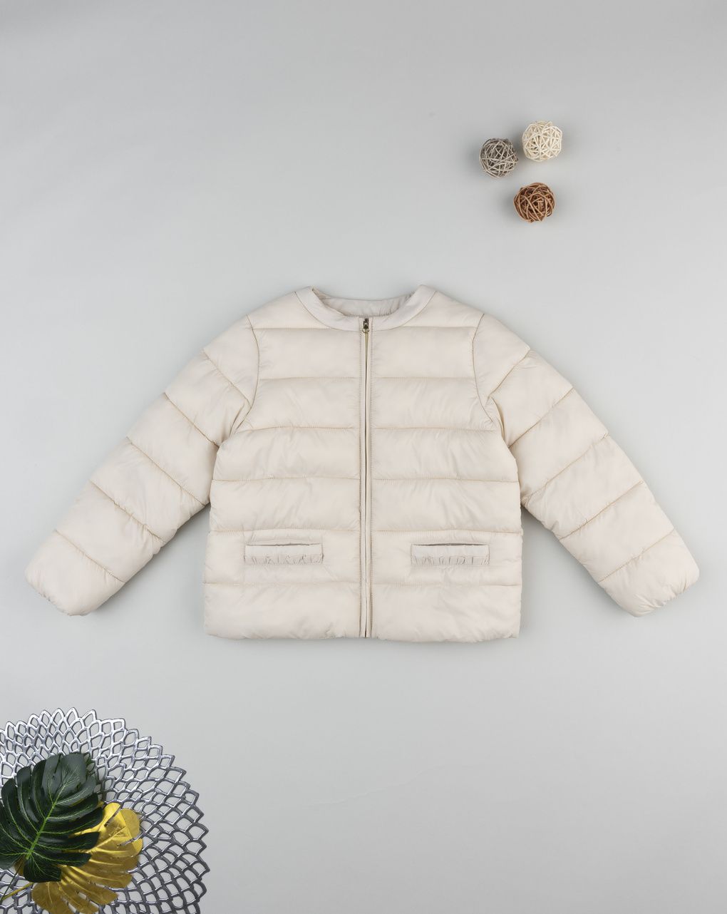 παιδικό μπουφάν καπιτονέ μπεζ για κορίτσι