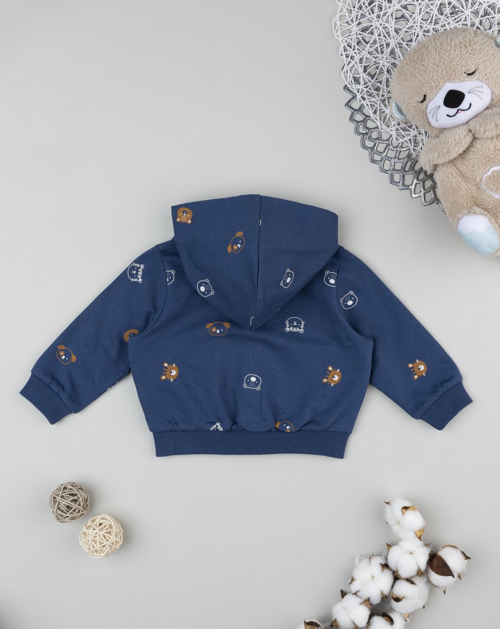 βρεφική ζακέτα φούτερ μπλε με ζωάκια για αγόρι - Prénatal