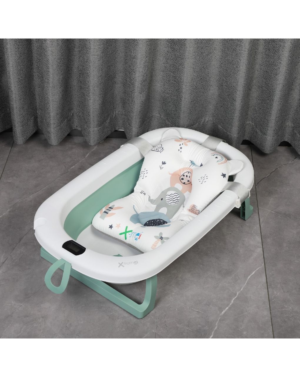 X-treme baby πτυσόμενο μπανάκι μωρού με ενσωματωμένο θερμόμετρο green xt319 - X-TREME BABY