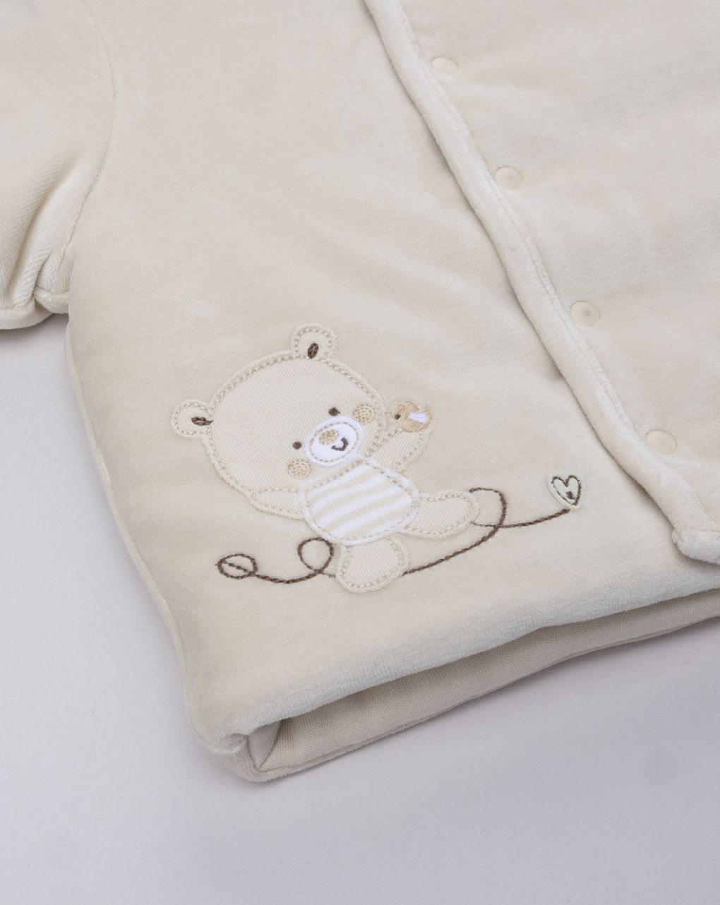 βρεφικό μπουφάν σενίλ μπεζ με αρκουδάκι για αγόρι - Prénatal
