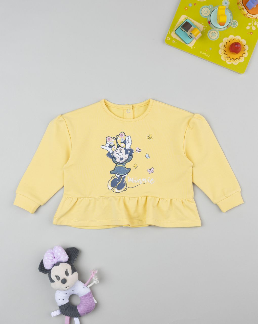 βρεφική μπλούζα φούτερ κίτρινη minnie για κορίτσι