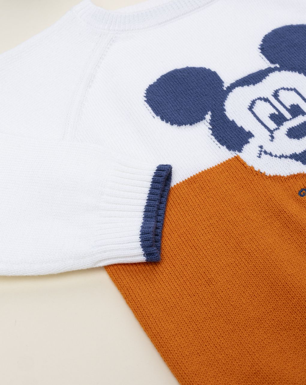 βρεφικό πουλόβερ λευκό/πορτοκαλί mickey για αγόρι - Prénatal
