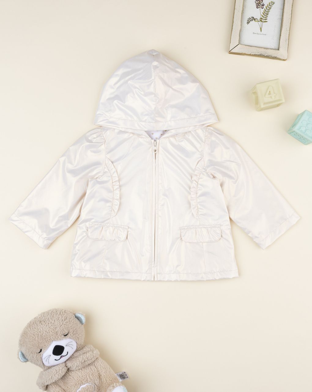 βρεφικό μπουφάν λευκό ιριδίζον για κορίτσι