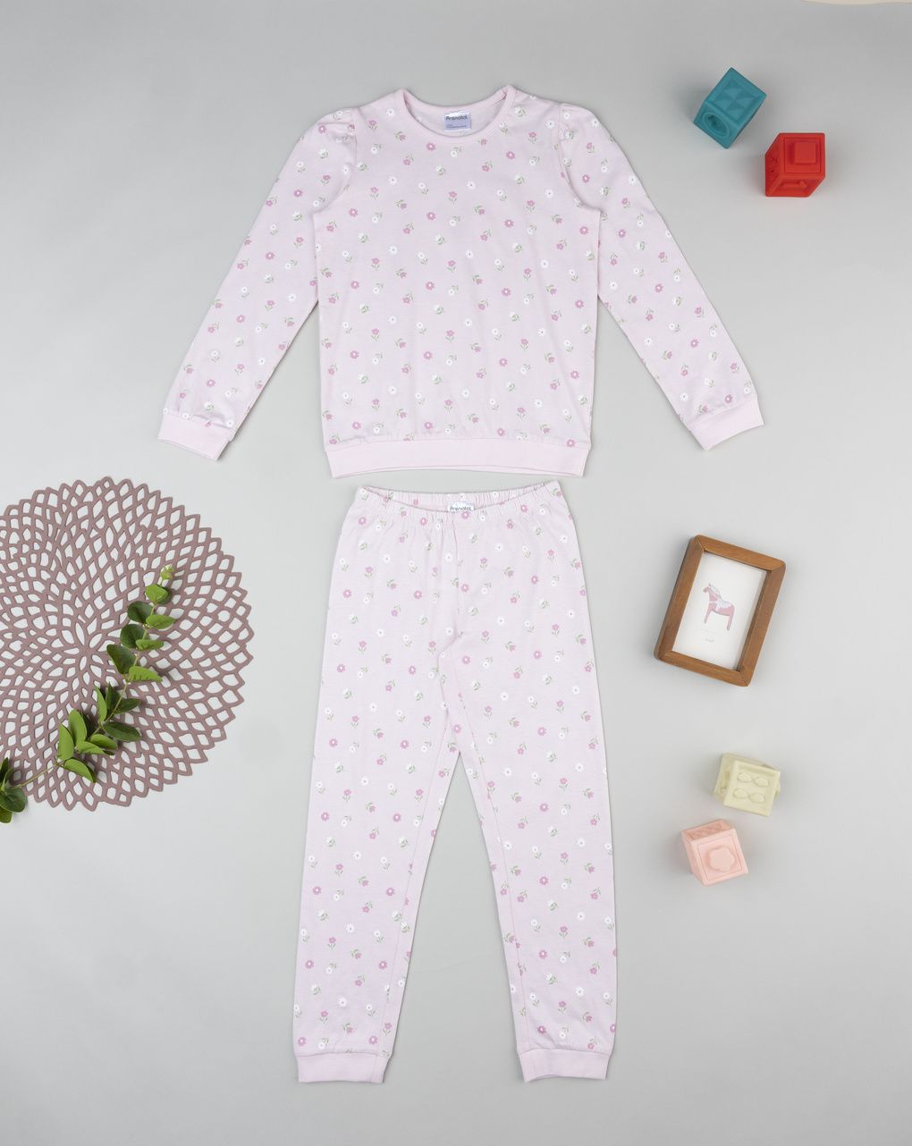 παιδική πιτζάμα ροζ φλοράλ για κορίτσι