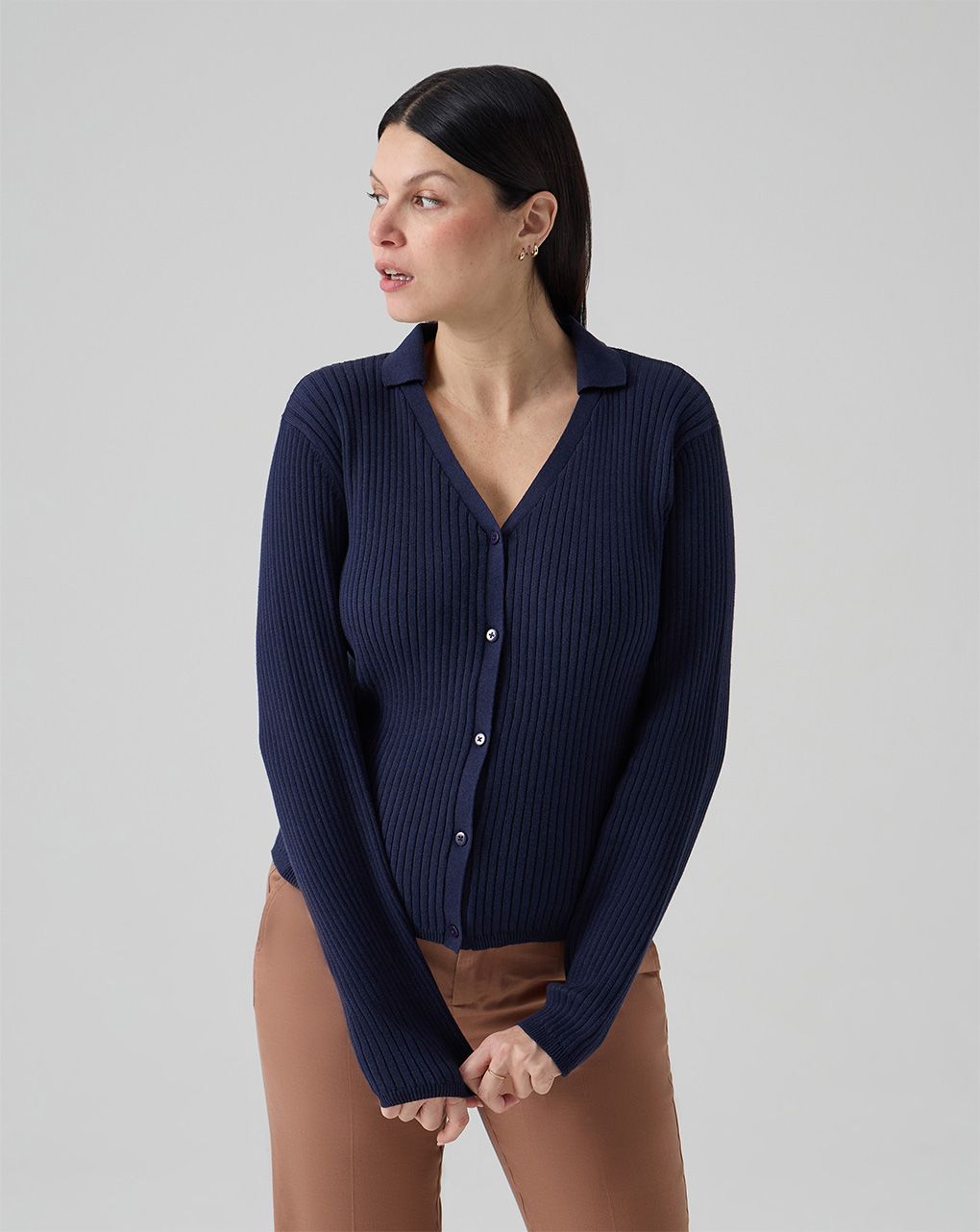 γυναικεία ζακέτα εγκυμοσύνης/θηλασμού μπλε ριμπ - Prénatal