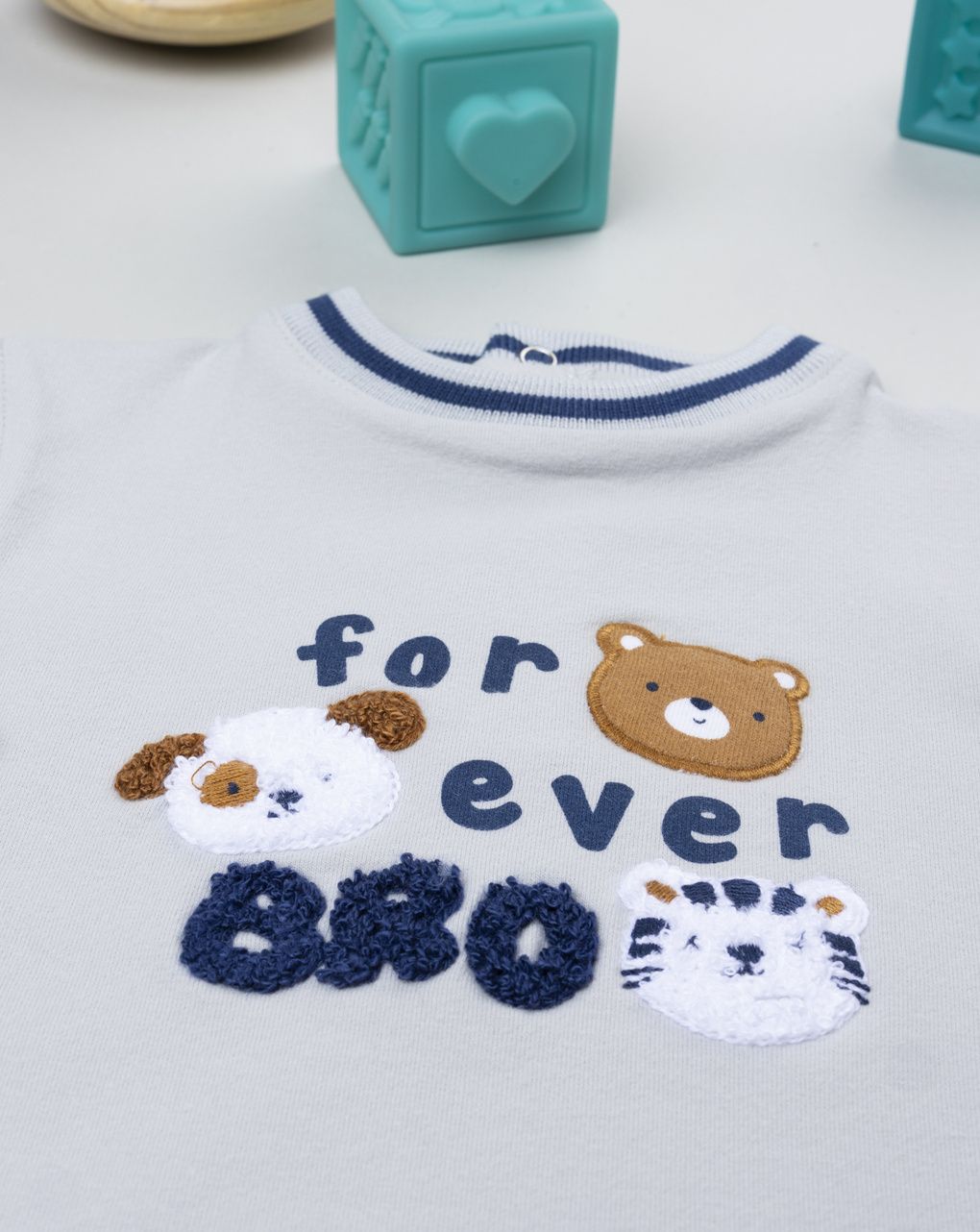 βρεφική μπλούζα φούτερ γκρι forever bro για αγόρι - Prénatal