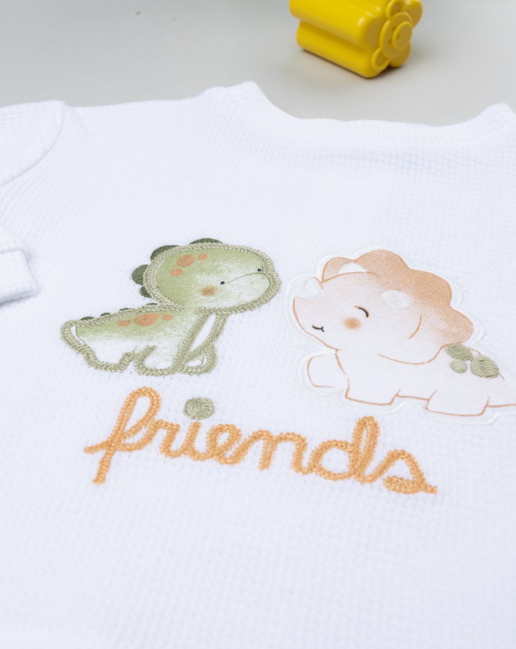 βρεφική μπλούζα γκοφρέ λευκή dinos για αγόρι - Prénatal