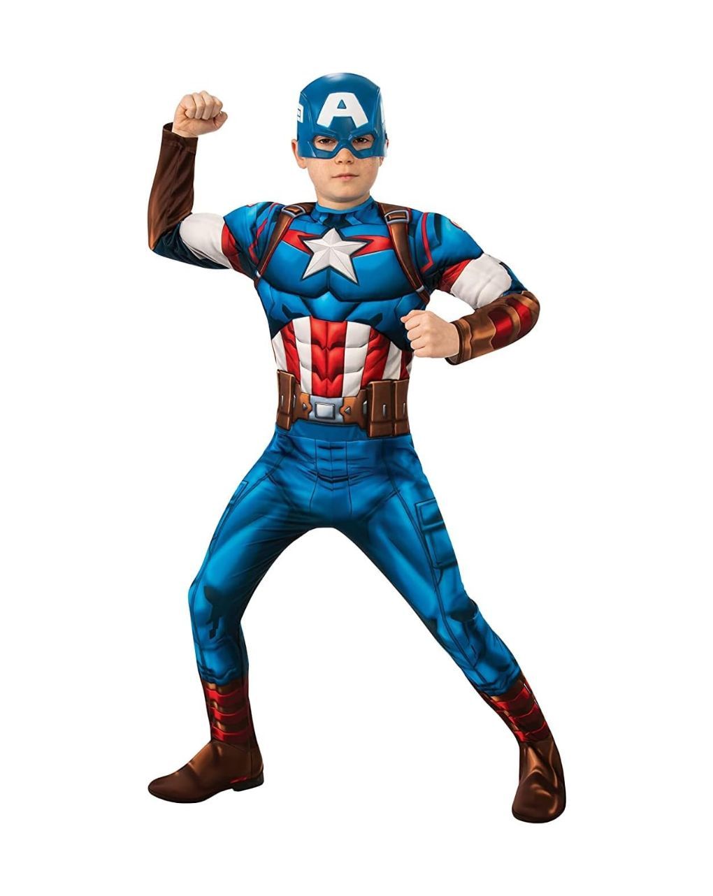 Rubie's αποκριάτικη παιδική στολή captain america deluxe medium 5-6 ετών 301004m
