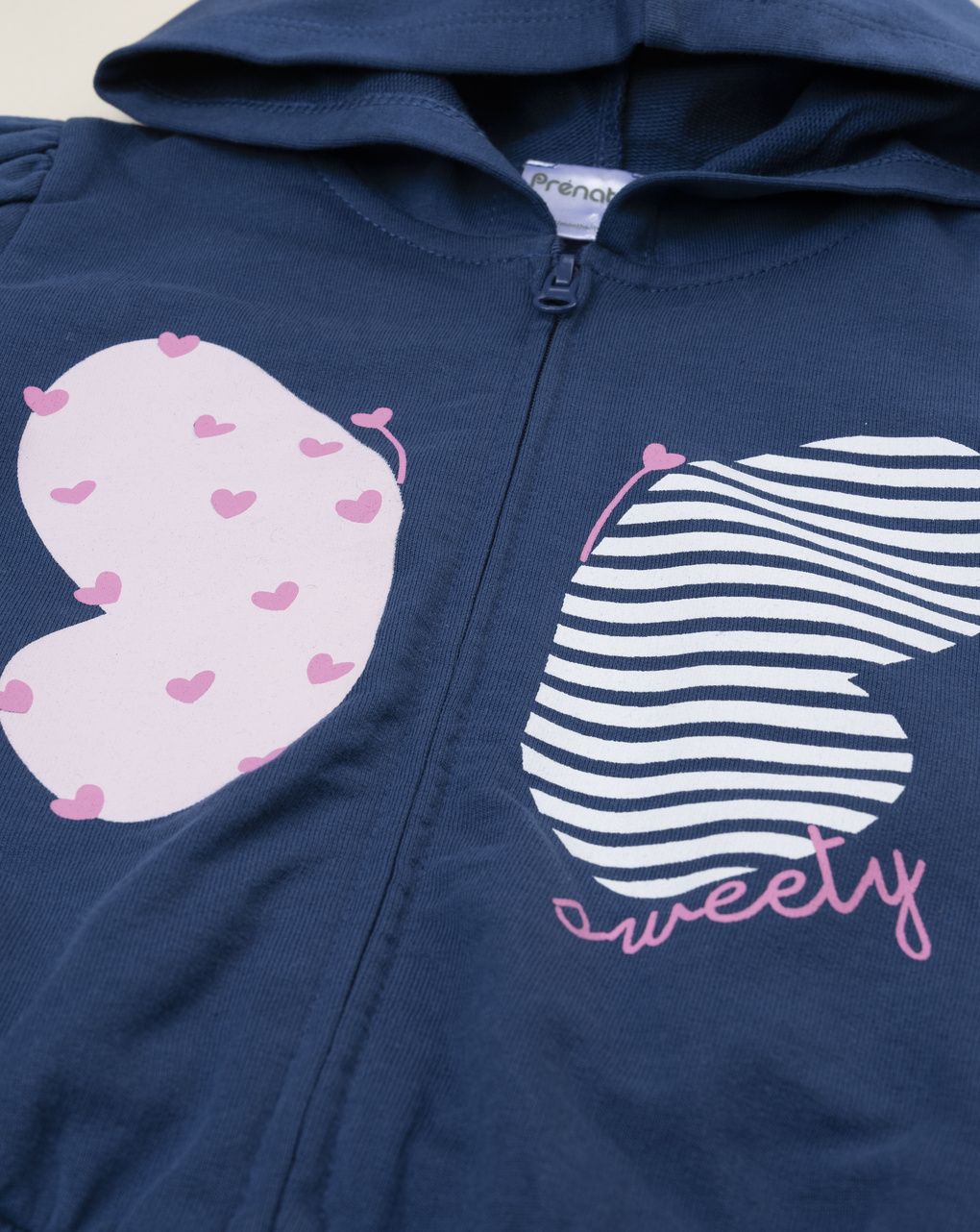 βρεφική ζακέτα φούτερ μπλε sweety για κορίτσι - Prénatal
