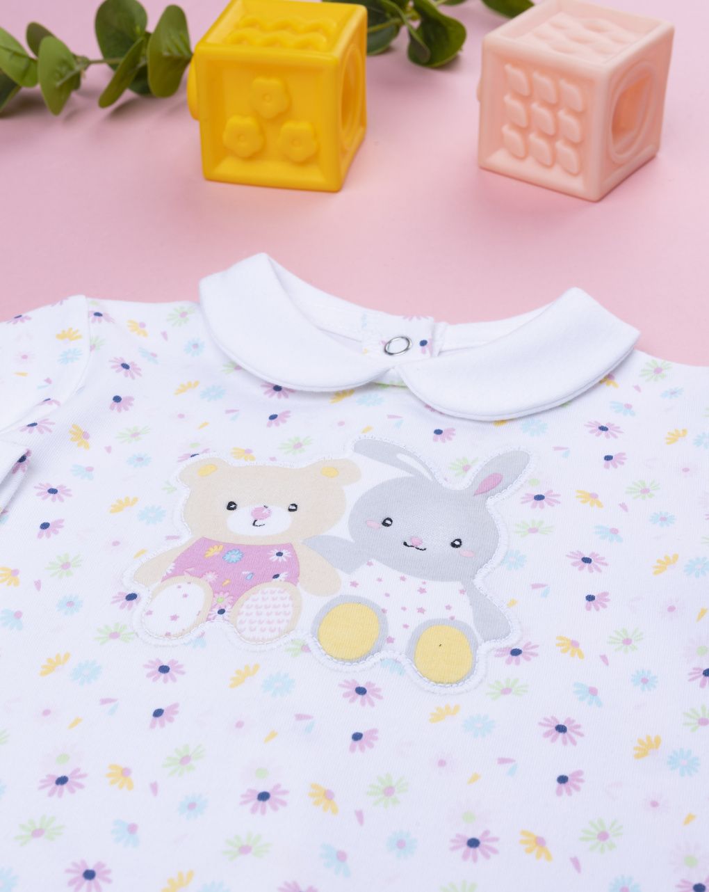 βρεφικό φορμάκι λευκό φλοράλ baby smile για κορίτσι - Prénatal