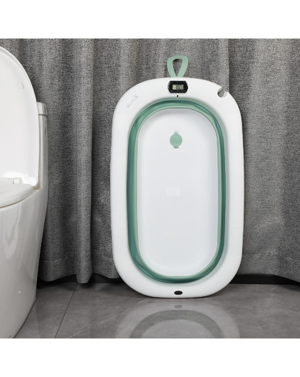 X-treme baby πτυσόμενο μπανάκι μωρού με ενσωματωμένο θερμόμετρο green xt319 - X-TREME BABY