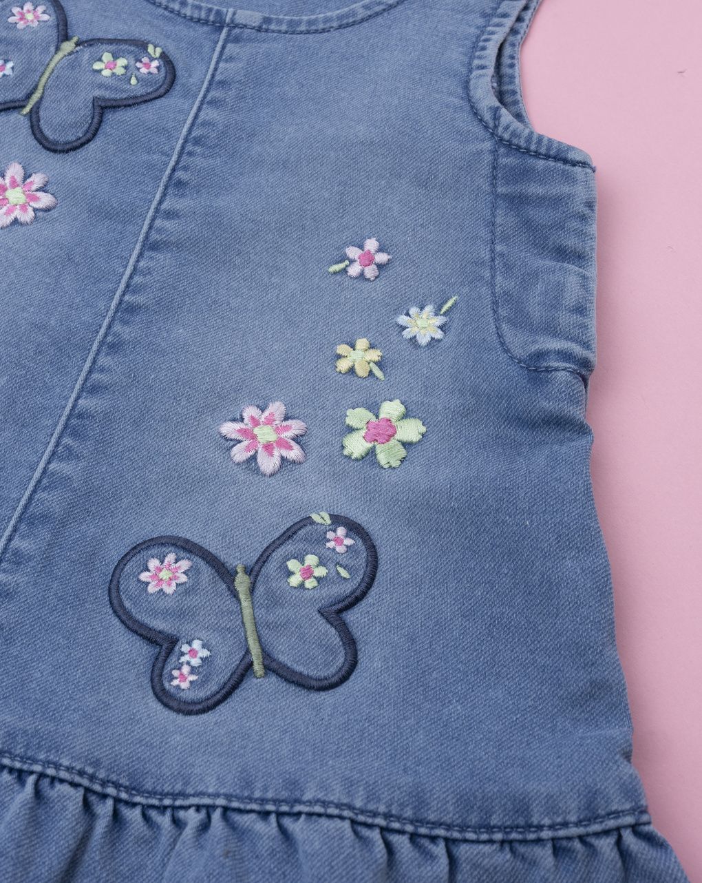 βρεφικό τζιν φόρεμα μπλε με πεταλούδες για κορίτσι - Prénatal