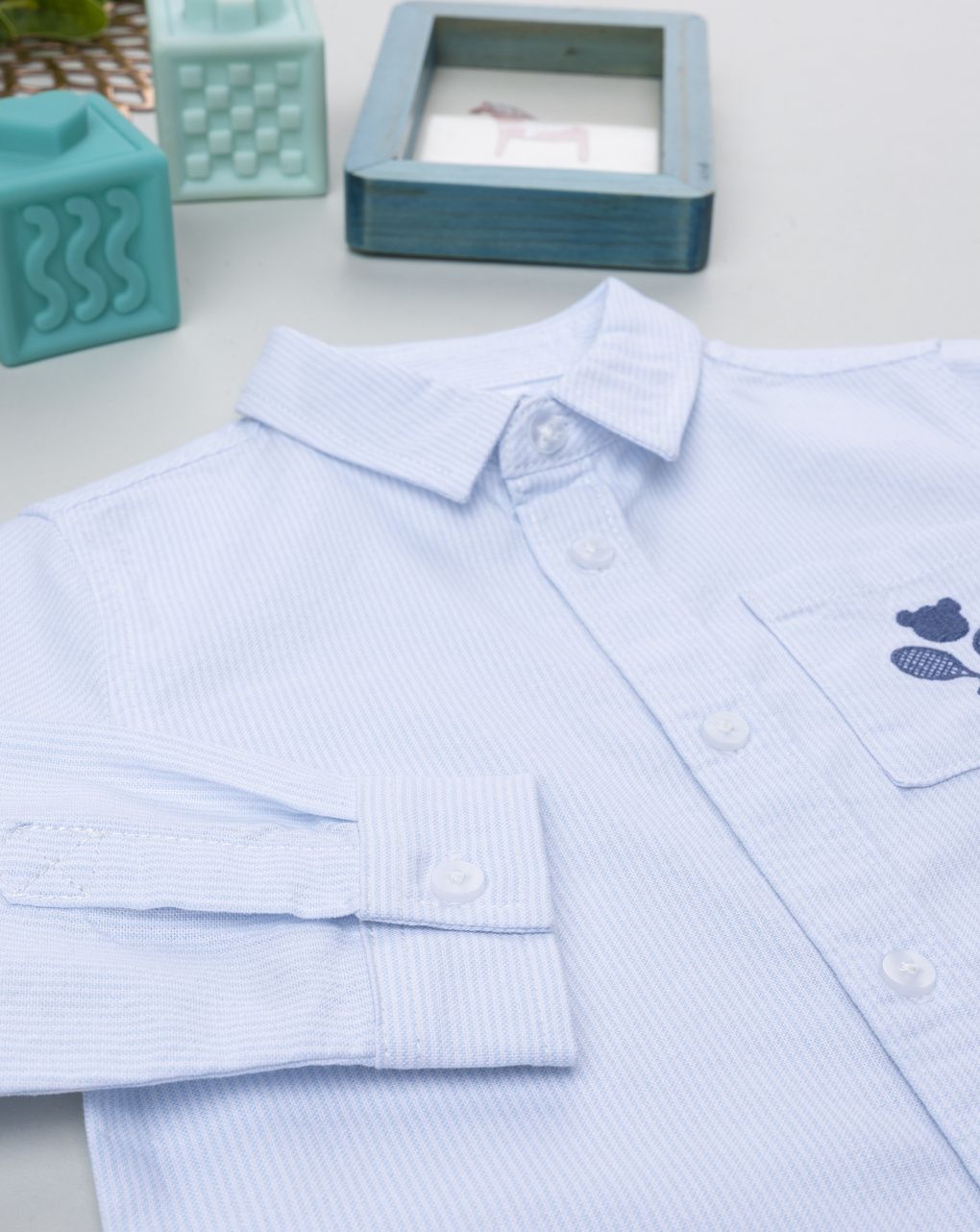 βρεφικό πουκάμισο λευκό ριγέ oxford για αγόρι - Prénatal