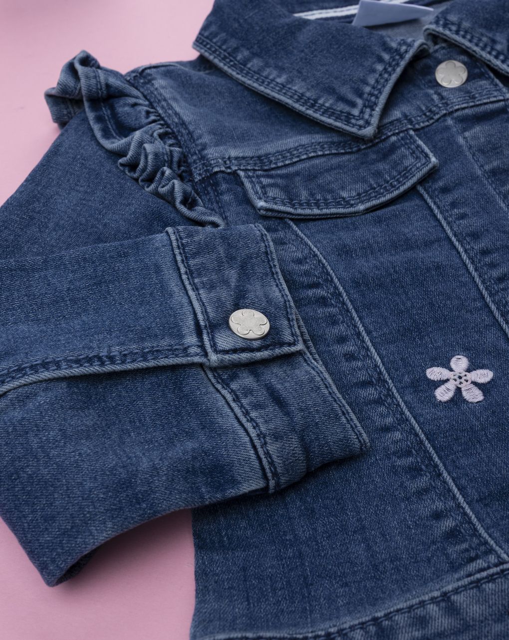 βρεφικό τζιν μπουφάν μπλε με λουλούδια για κορίτσι - Prénatal
