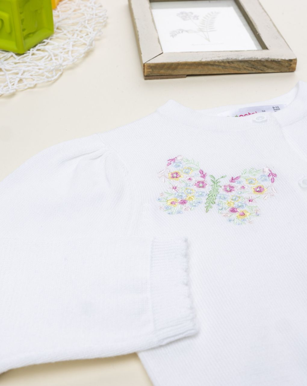 βρεφική ζακέτα πλεκτή λευκή με πεταλούδες για κορίτσι - Prénatal