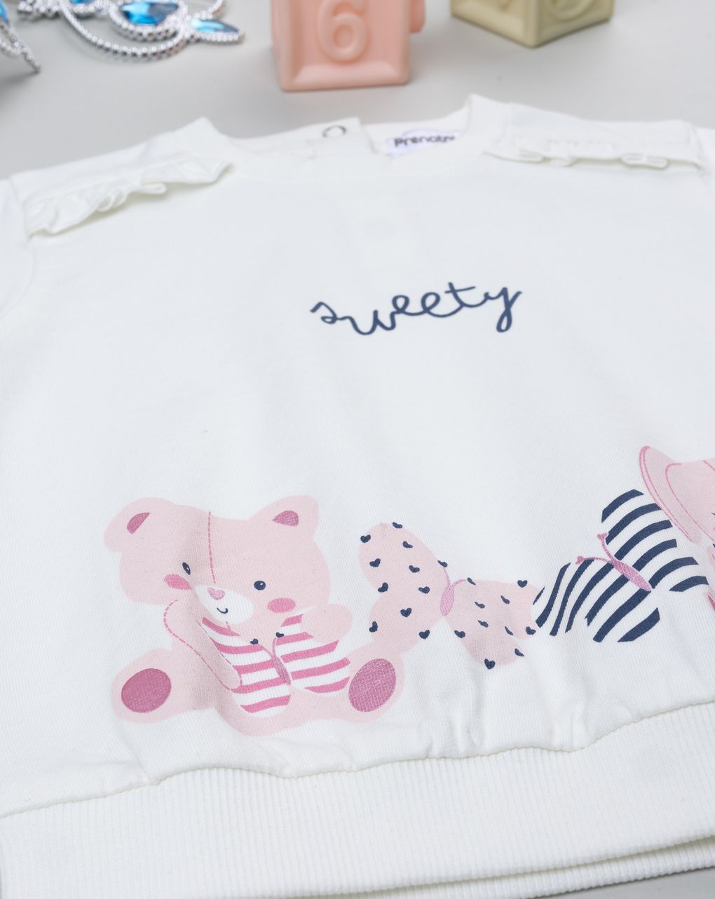 βρεφική μπλούζα φούτερ λευκή sweety για κορίτσι - Prénatal
