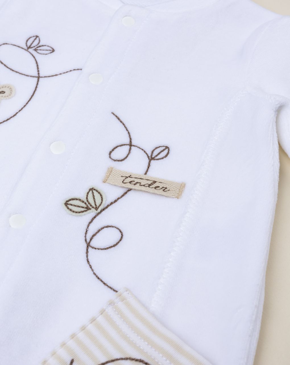 βρεφικό φορμάκι λευκό σενίλ με αρκουδάκι για αγόρι - Prénatal