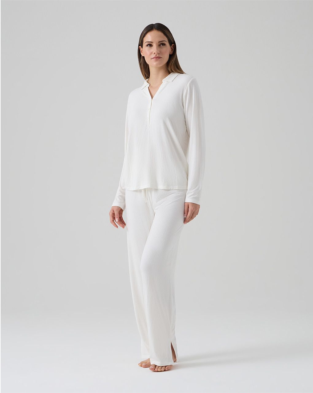 γυναικεία πιτζάμα εγκυμοσύνης/θηλασμού λευκή ριμπ