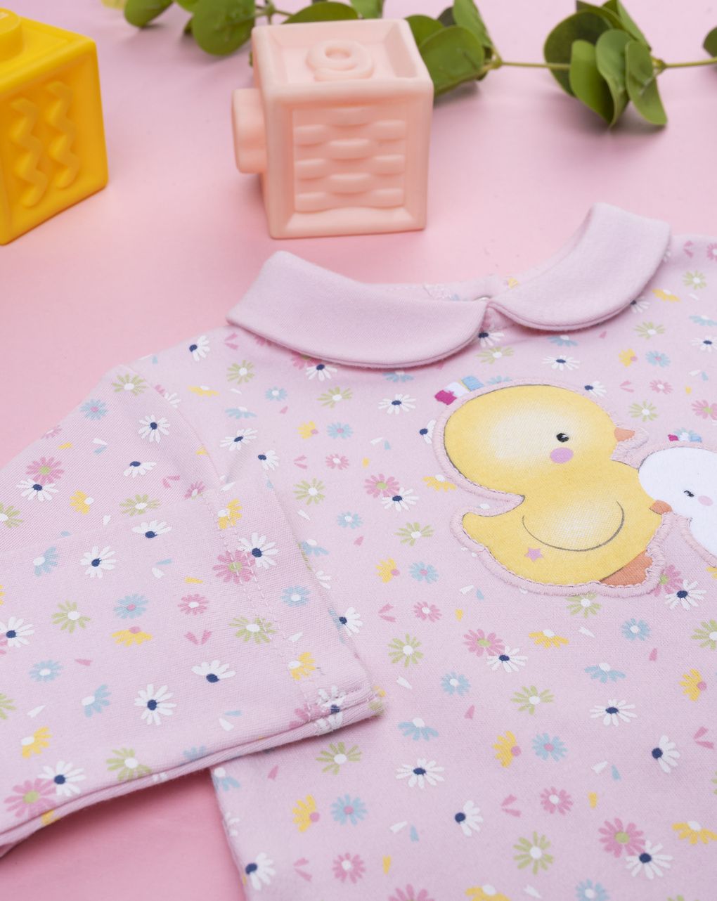 βρεφικό φορμάκι ροζ φλοράλ baby smile για κορίτσι - Prénatal