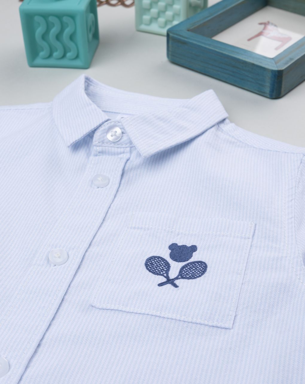 βρεφικό πουκάμισο λευκό ριγέ oxford για αγόρι - Prénatal