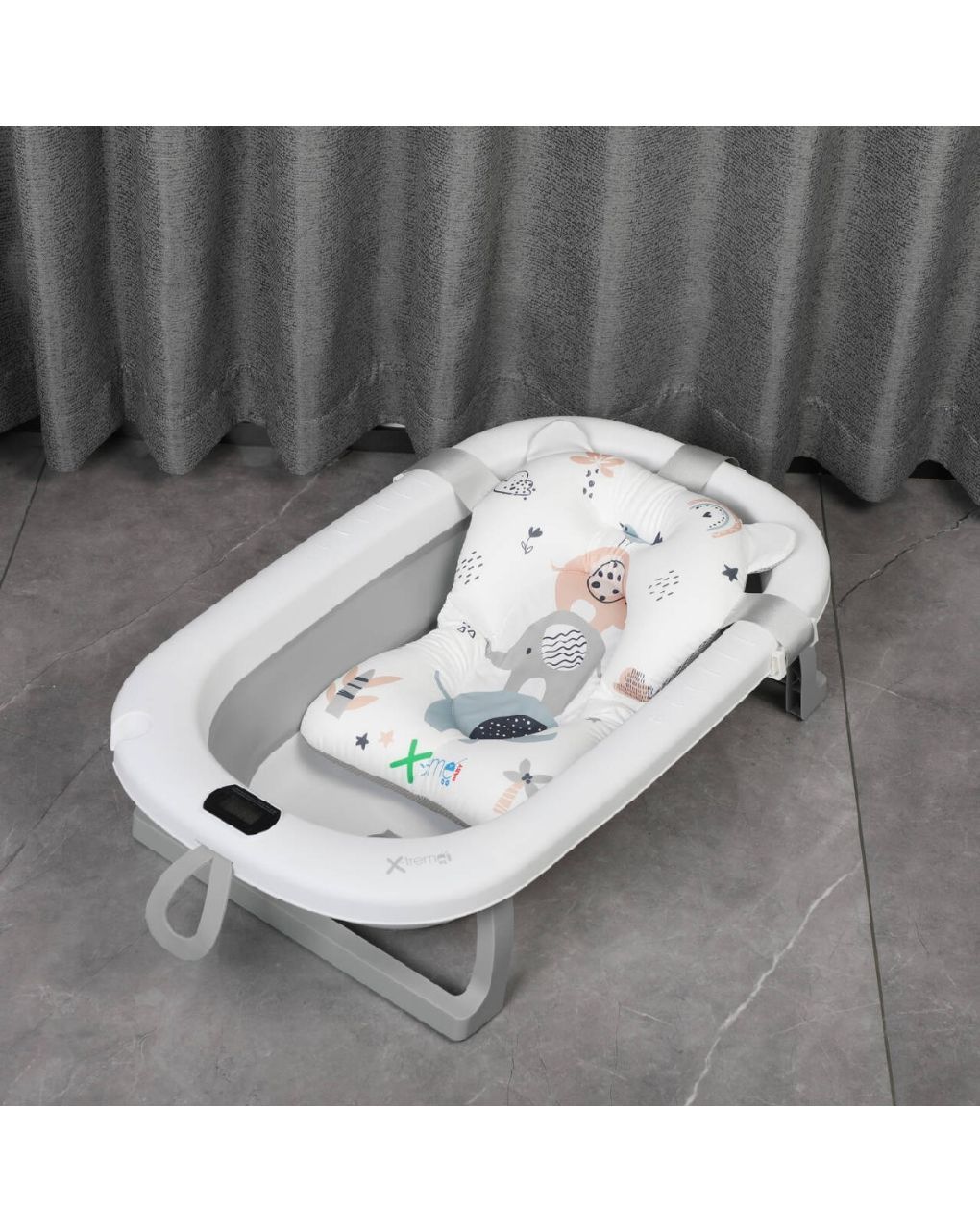 X-treme baby πτυσόμενο μπανάκι μωρού με ενσωματωμένο θερμόμετρο grey xt318 - X-TREME BABY