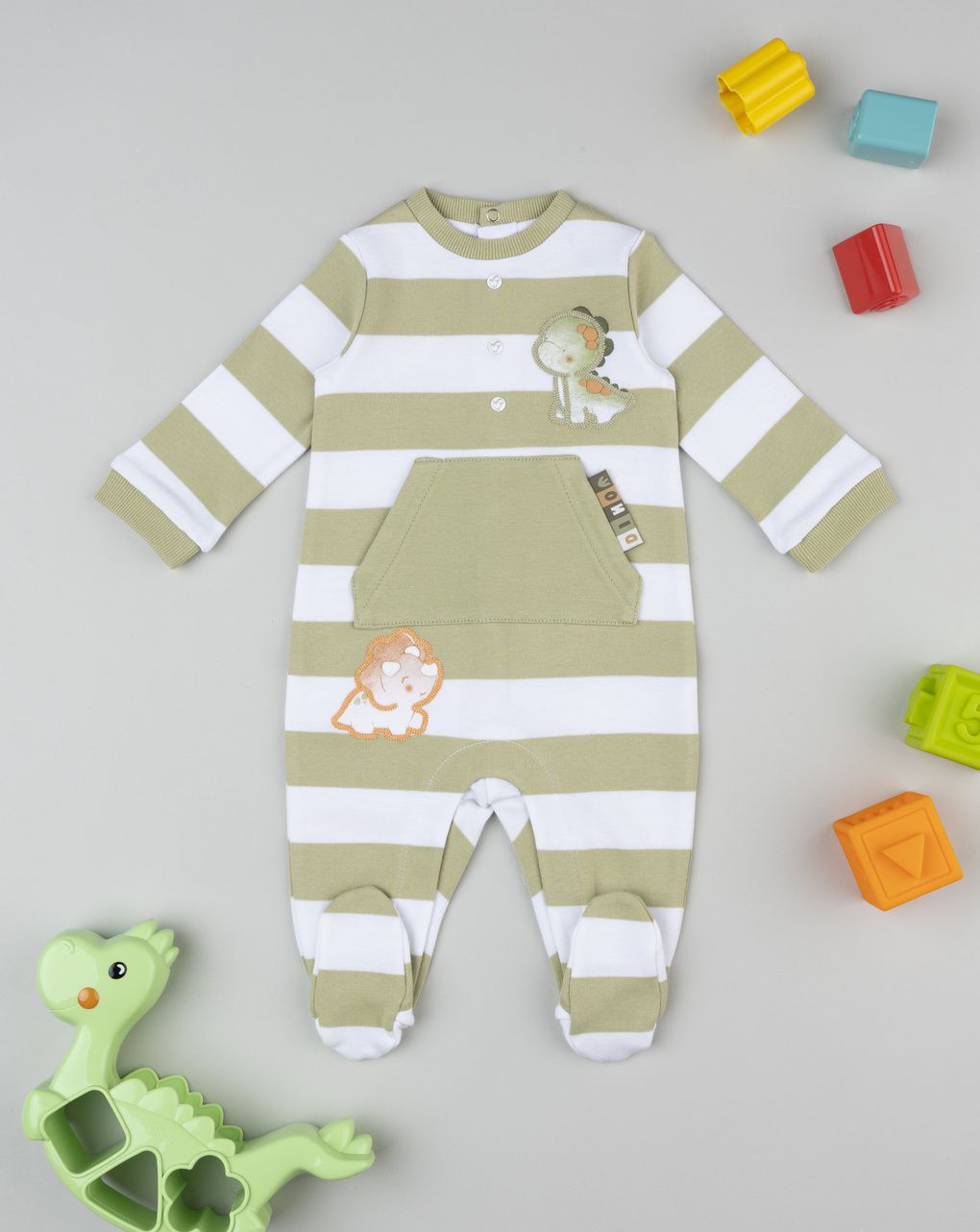 βρεφικό φορμάκι ριγέ dino για αγόρι