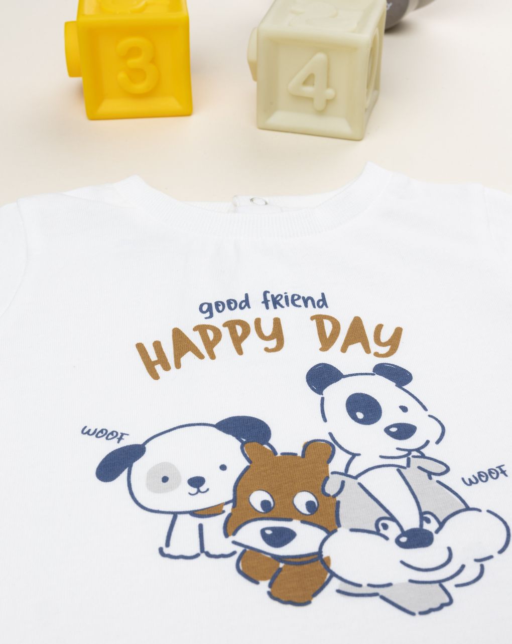 βρεφική μπλούζα λευκή good friend για αγόρι - Prénatal
