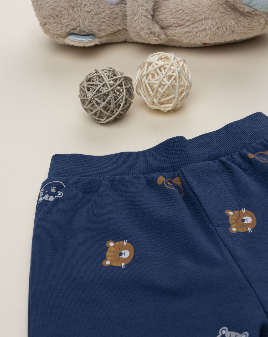 βρεφικό παντελόνι φόρμας μπλε με ζωάκια για αγόρι - Prénatal