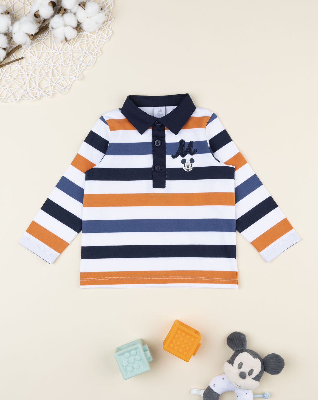 βρεφική μπλούζα πόλο ριγέ mickey για αγόρι - Prénatal
