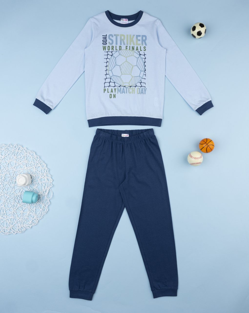 παιδική πιτζάμα γαλάζια/μπλε ποδόσφαιρο για αγόρι
