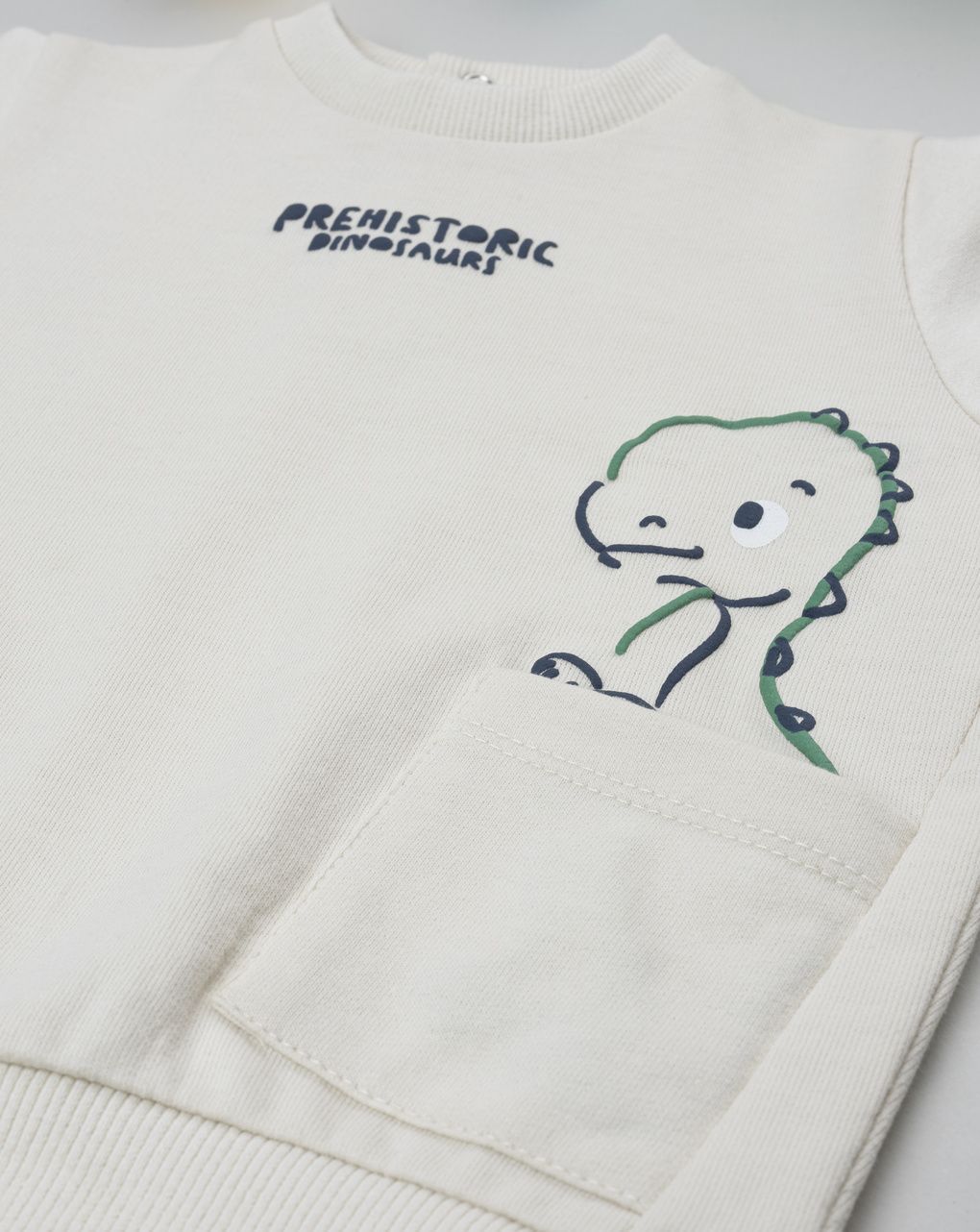 βρεφική μπλούζα φούτερ μπεζ dinos για αγόρι - Prénatal