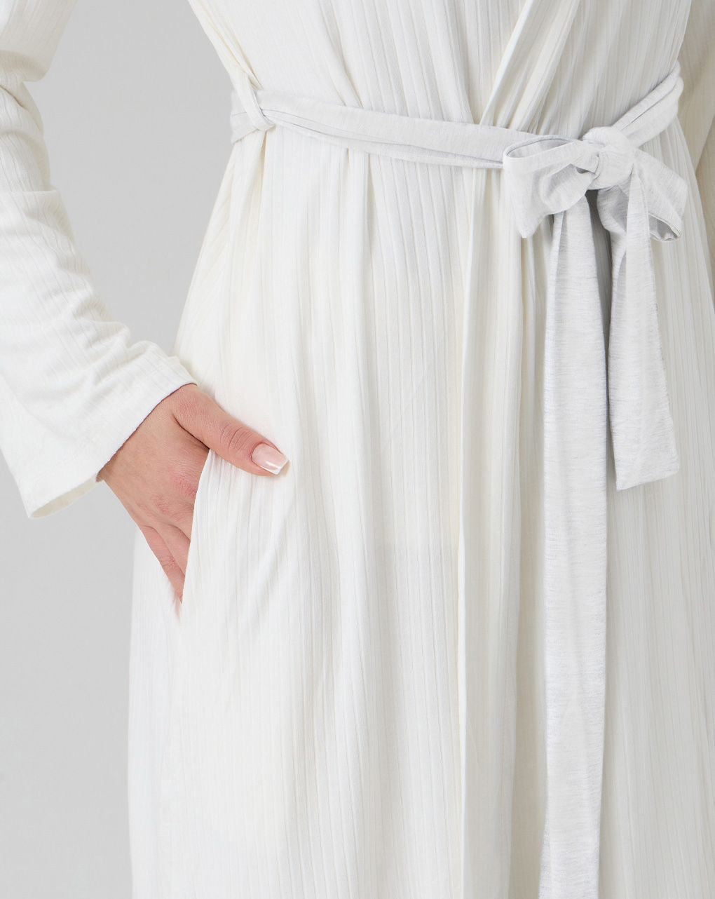 γυναικεία ρόμπα εγκυμοσύνης/θηλασμού λευκή ριμπ - Prénatal