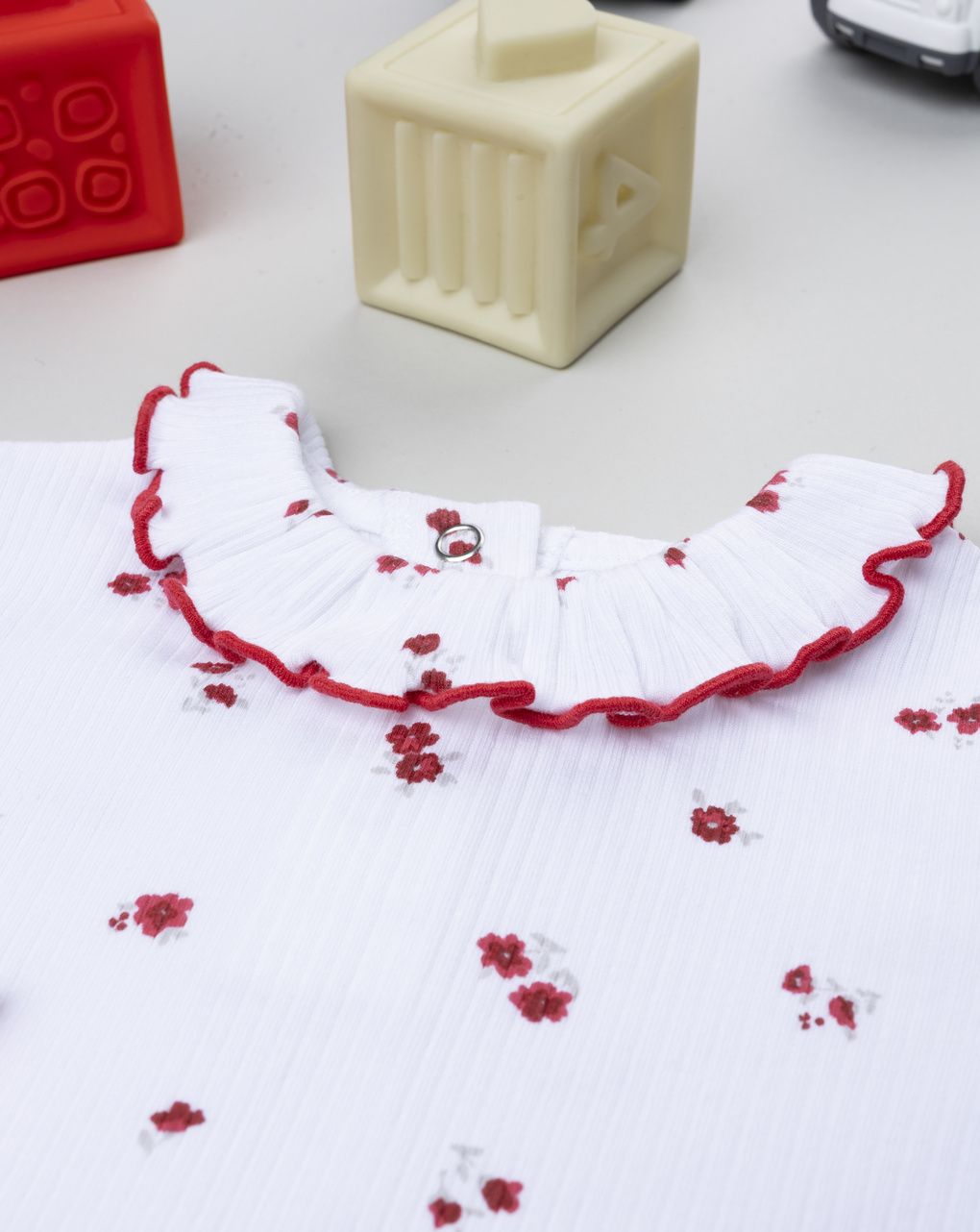 βρεφική μπλούζα λευκή φλοράλ ριμπ για κορίτσι - Prénatal