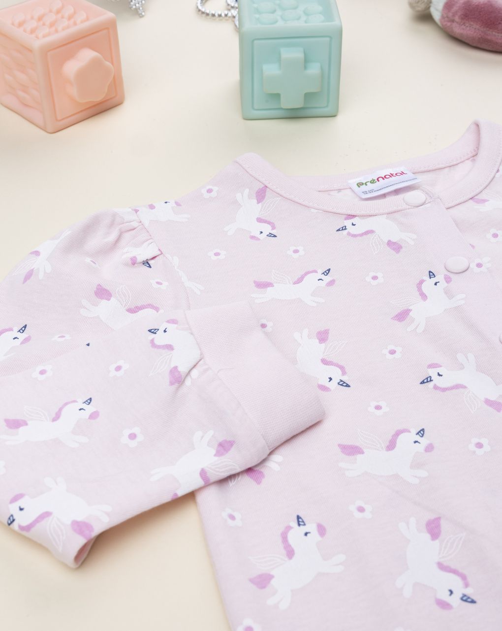 βρεφική ολόσωμη πιτζάμα ροζ unicorns για κορίτσι - Prénatal