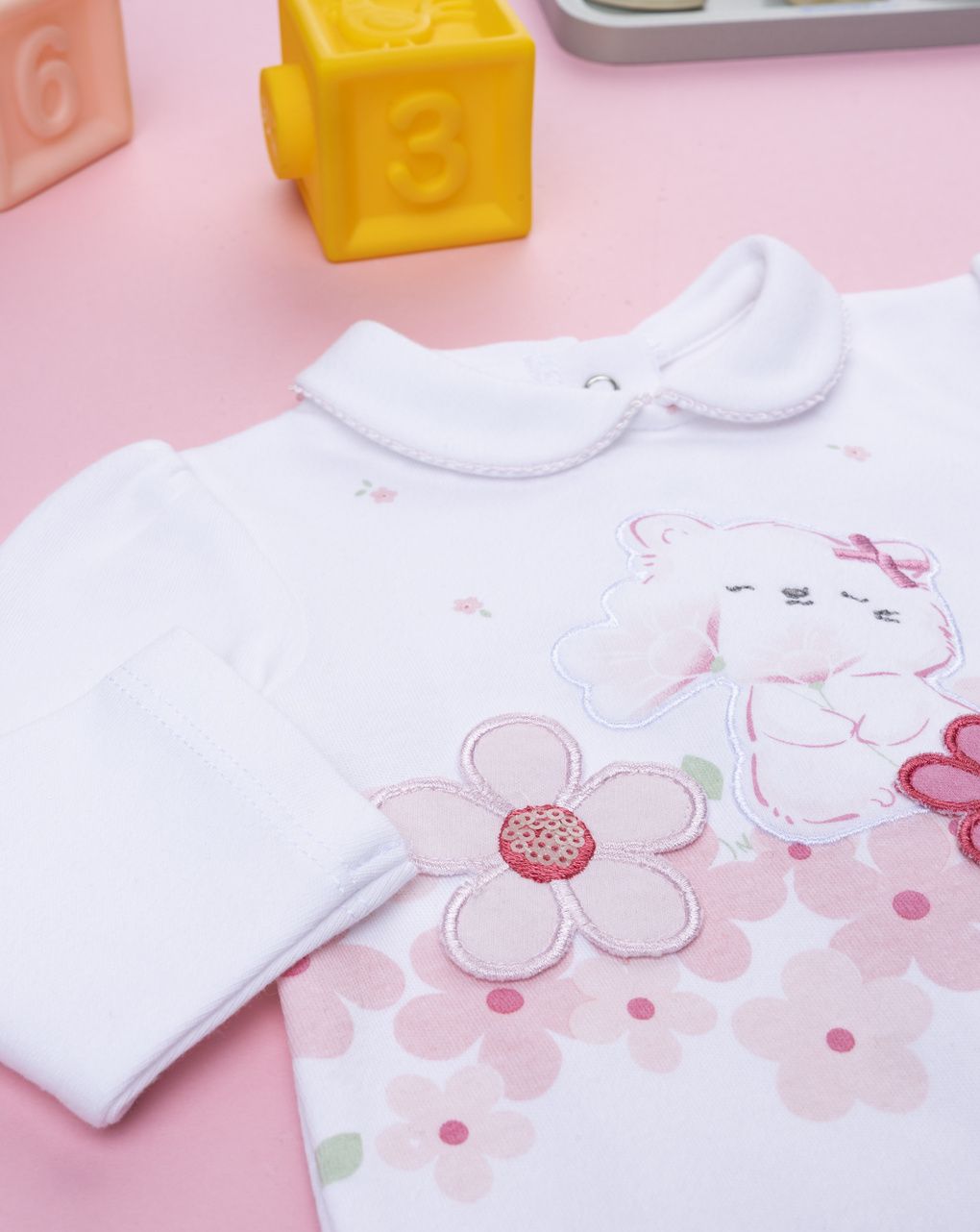 βρεφικό φορμάκι λευκό με γατάκι για κορίτσι - Prénatal