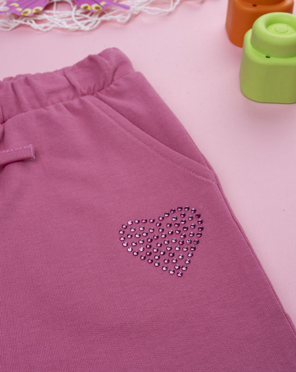 παιδικό παντελόνι φόρμας ροζ με καρδιά για κορίτσι - Prénatal