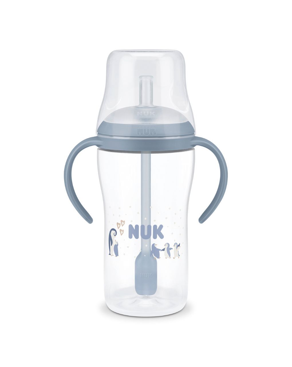 Nuk εκπαιδευτικό ποτηράκι με καλαμάκι perfect match 8m+ 260ml pengiun