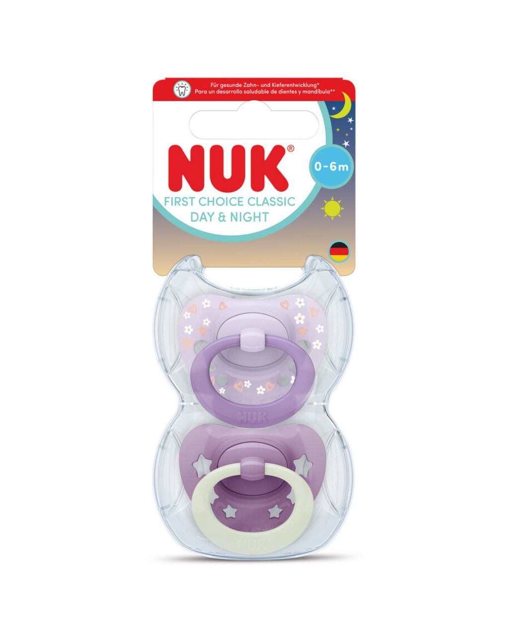 Nuk πιπίλες σιλικόνης 2τμχ first choice day & night 0-6m girl - Nuk