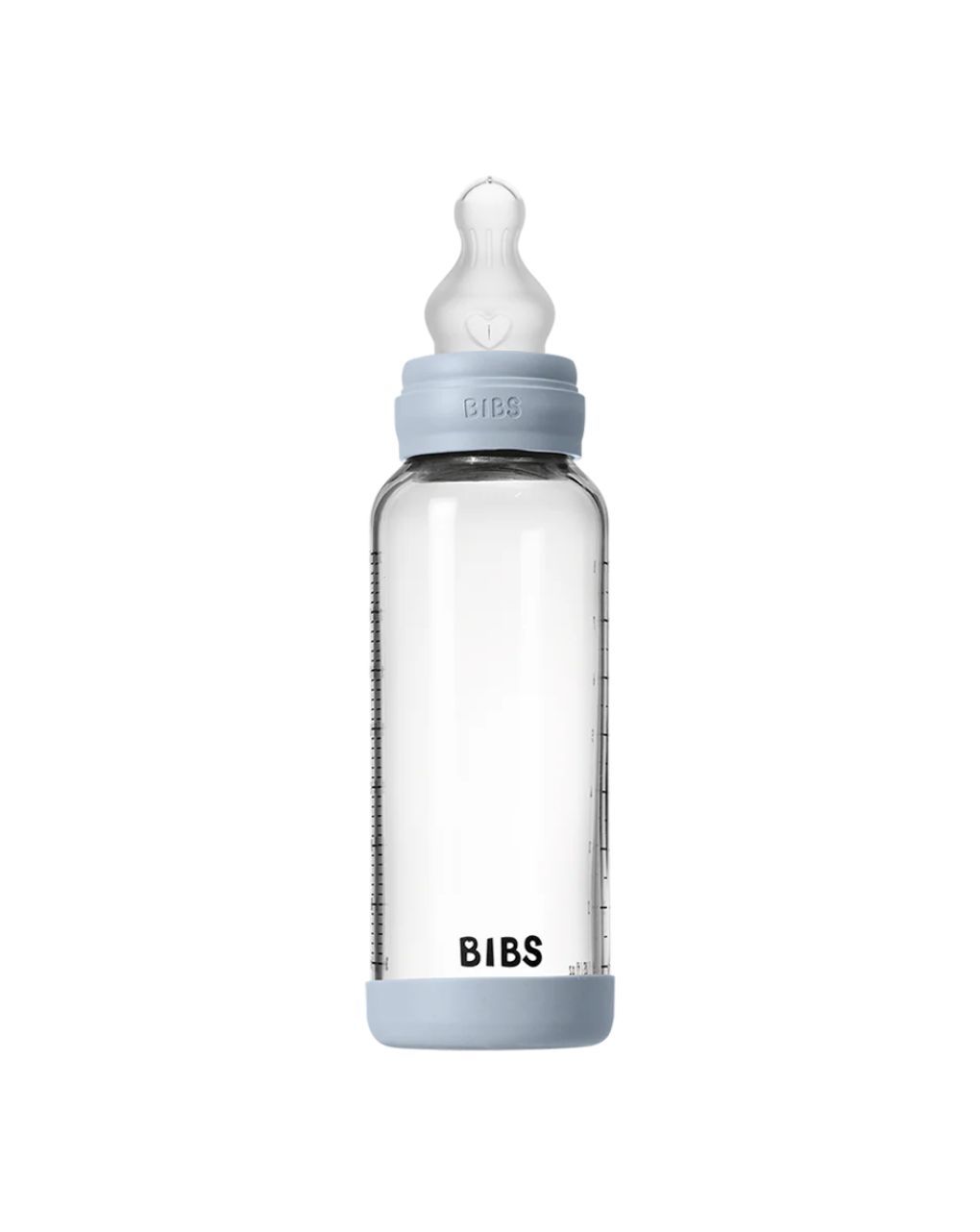Bibs γυάλινο μπιμπερό σιλικόνης μέτρια ροή 240ml 0m+ baby blue 50201231 - BIBS