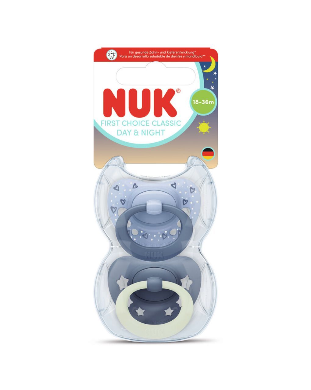 Nuk πιπίλες σιλικόνης 2τμχ first choice day & night 18-36m boy - Nuk