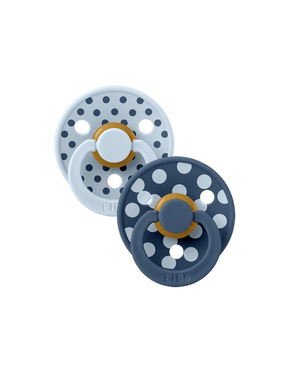Bibs σετ πιπίλες 2τμχ studio collection latex 0-6m polka dot baby blue/steel blue 11034104 - BIBS