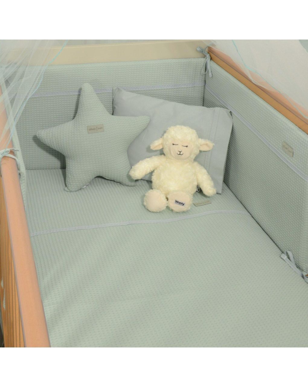 Baby oliver πάπλωμα & παπλωματοθήκη πικέ σχέδιο μέντα 453 46-6700/453