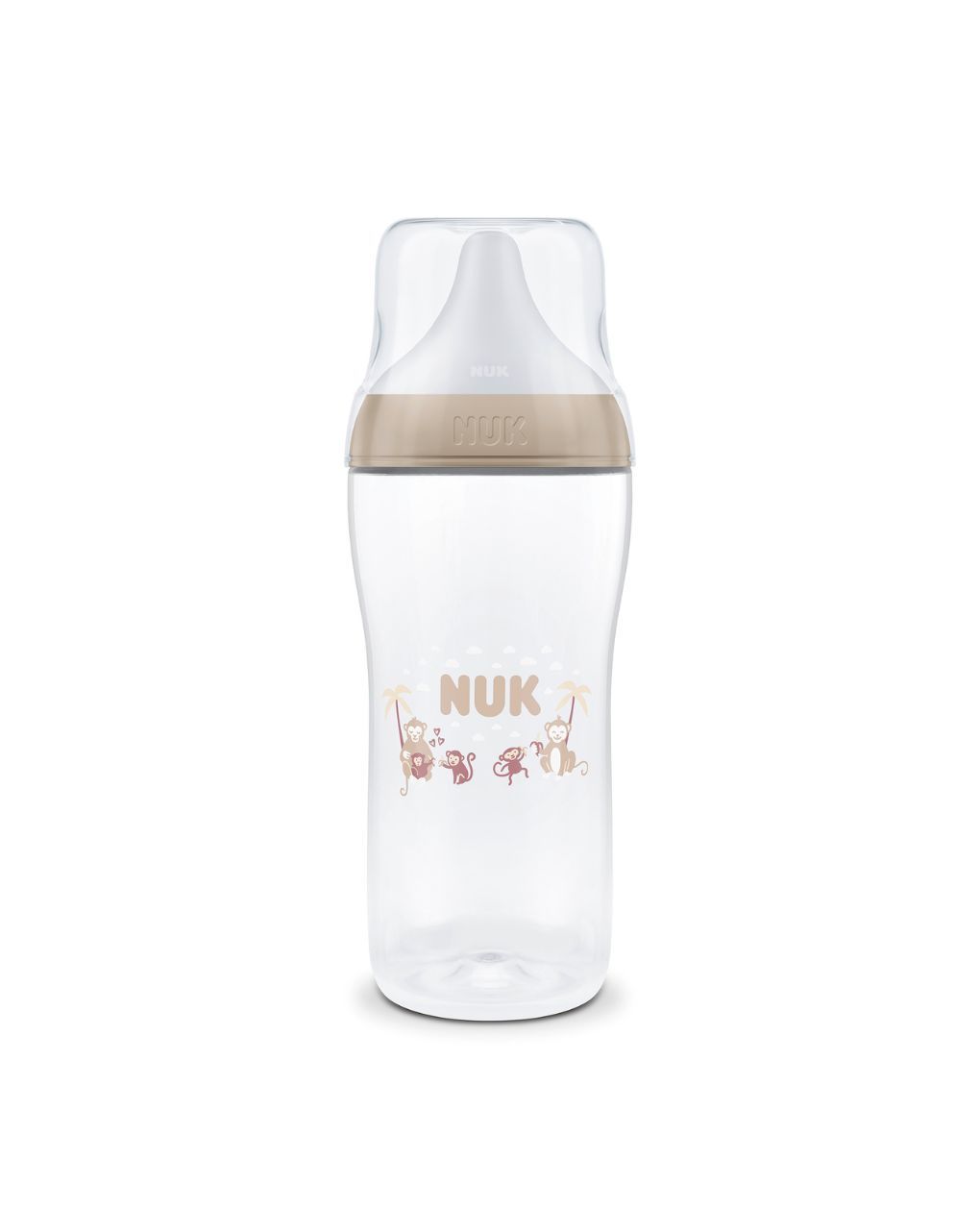 Nuk πλαστικό μπιμπερό με θηλή σιλικόνης perfect match temperature control 6m+ 360ml monkey