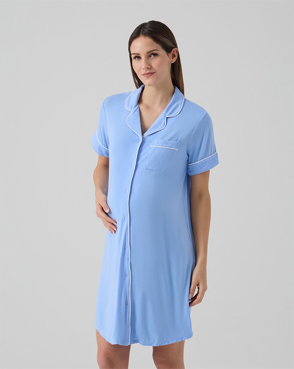 γυναικείο νυχτικό εγκυμοσύνης/θηλασμού γαλάζιο - Prénatal